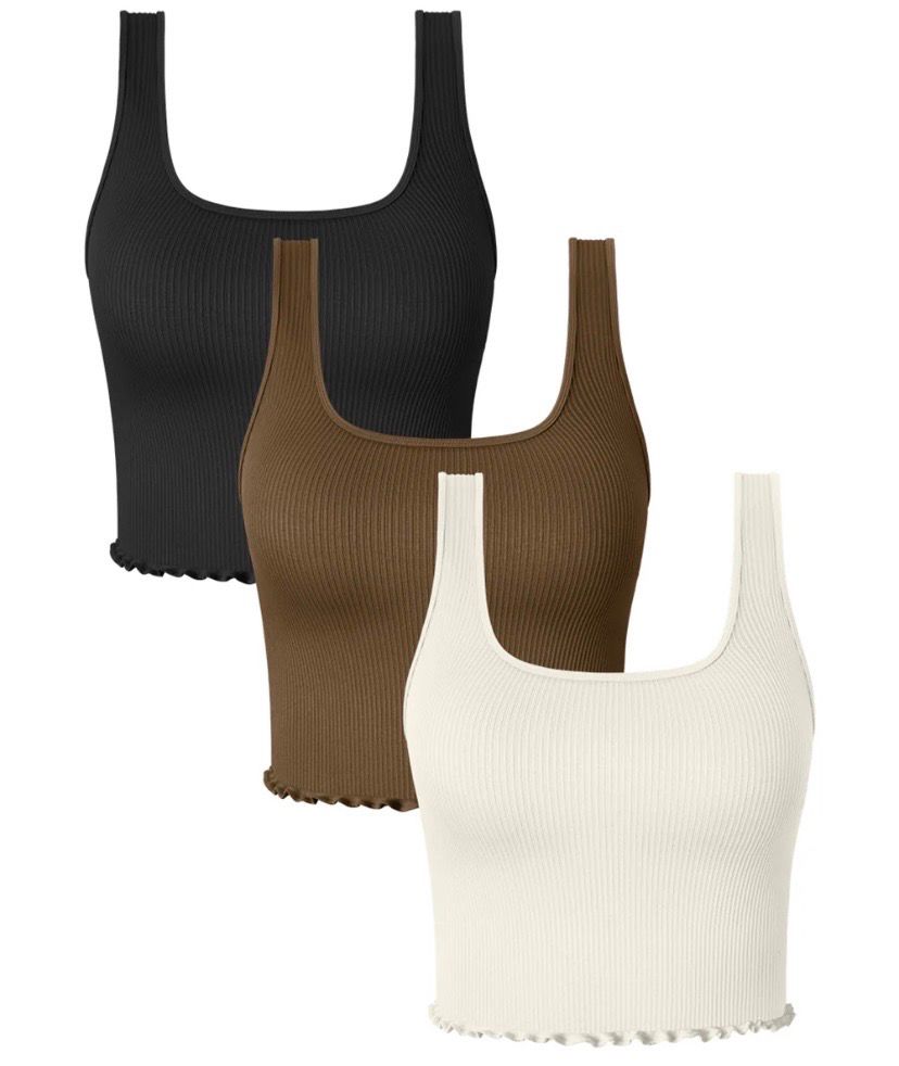 NEW 3pk Womens Tank Tops Ribbed Ruffled S