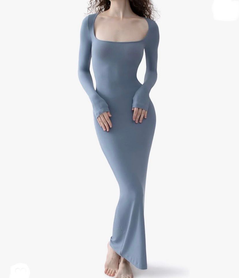 NEW Womens Long Sleeve Maxi Dress Ribbed XS