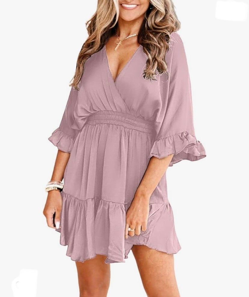 NEW Womens Ruffle “Wavy” Mini Dress S