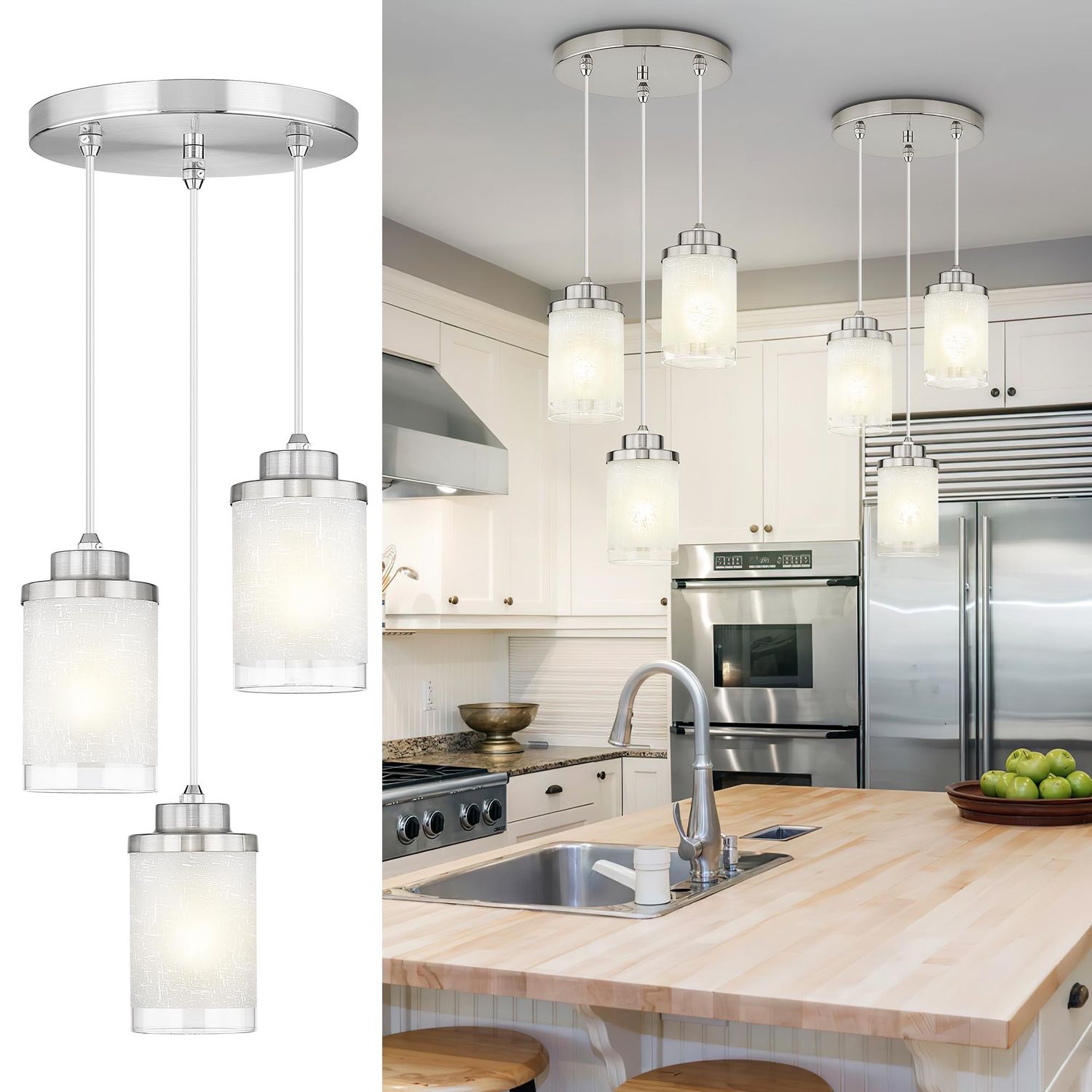 NEW Modern Farmhouse 3 Pendant Ceiling Light