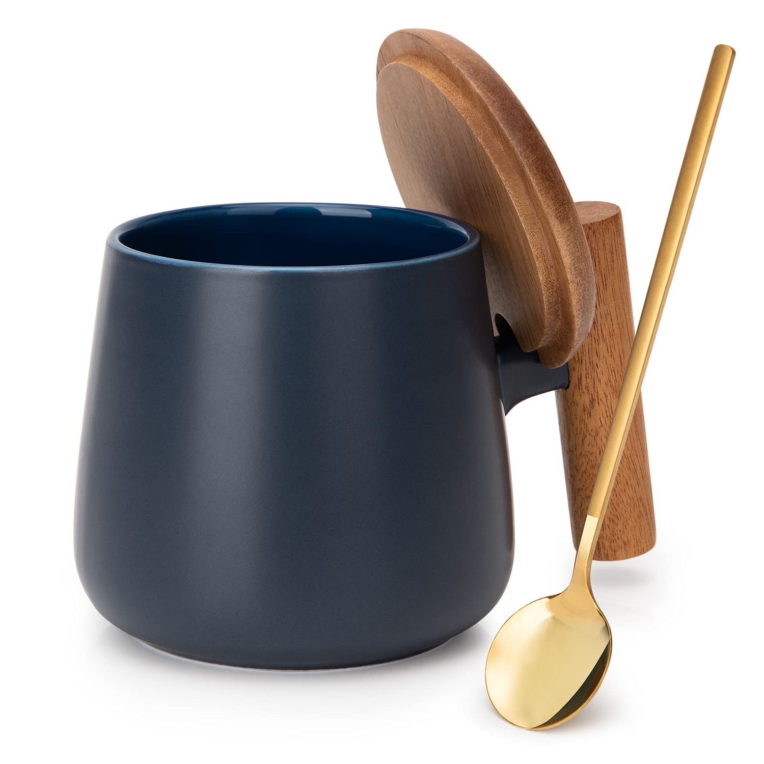 NEW Ceramic Coffee / Tea Mug with Lid &amp; Spoon