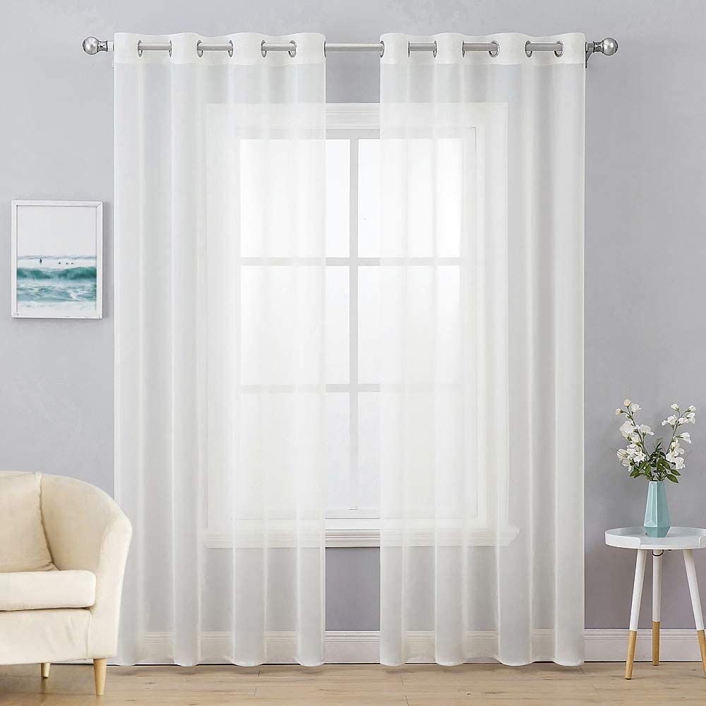NEW 2 Ivory Sheer Curtains 54” x 108”