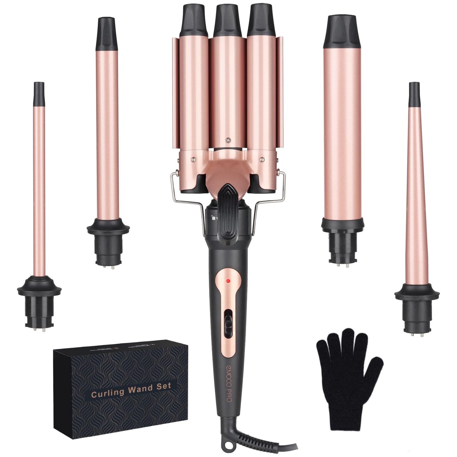 NEW 5 in 1 Interchangeable Hair Curling Wand Set