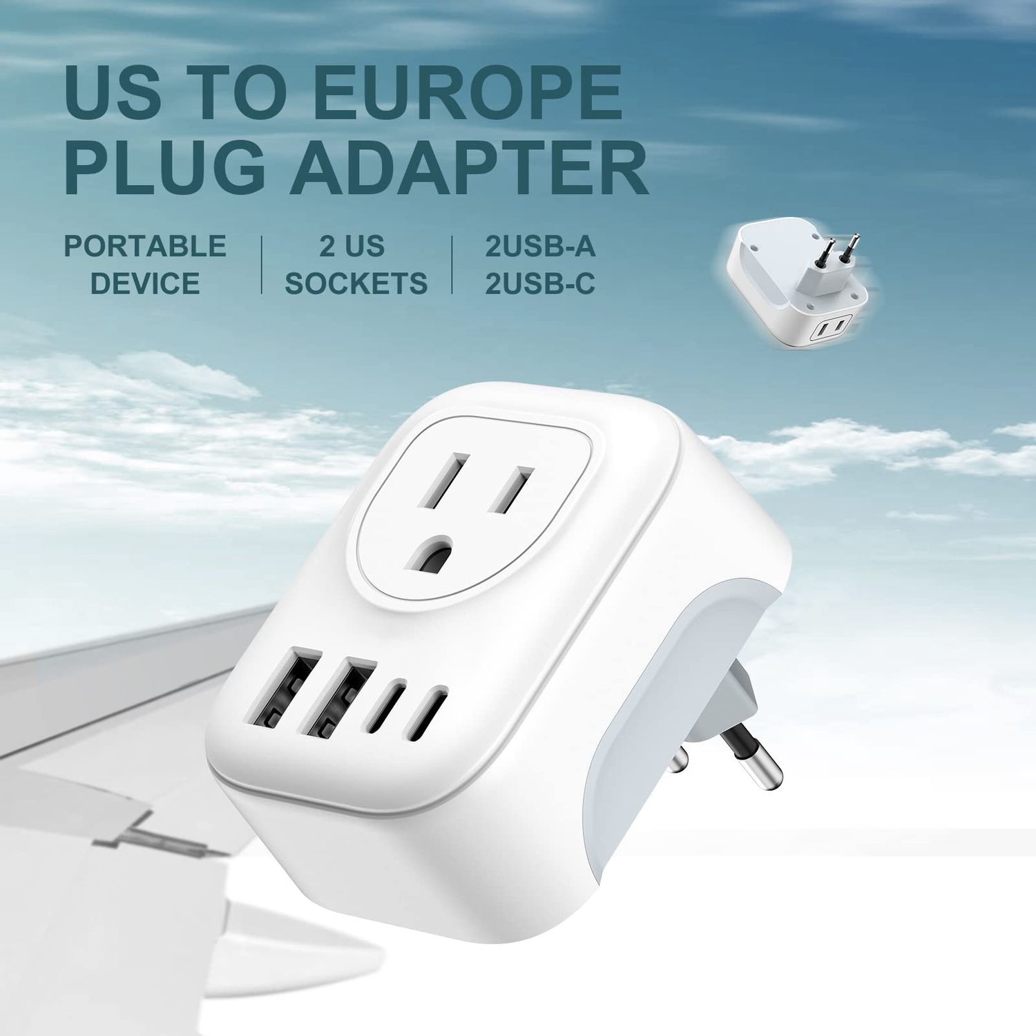 NEW European to US Power Adapter Travel Plug