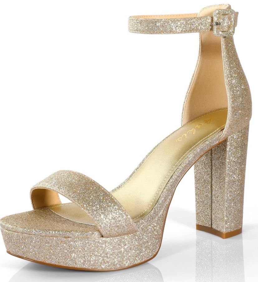 NEW Womens Buckle Sparkly High Heels Shoes 7 - READ