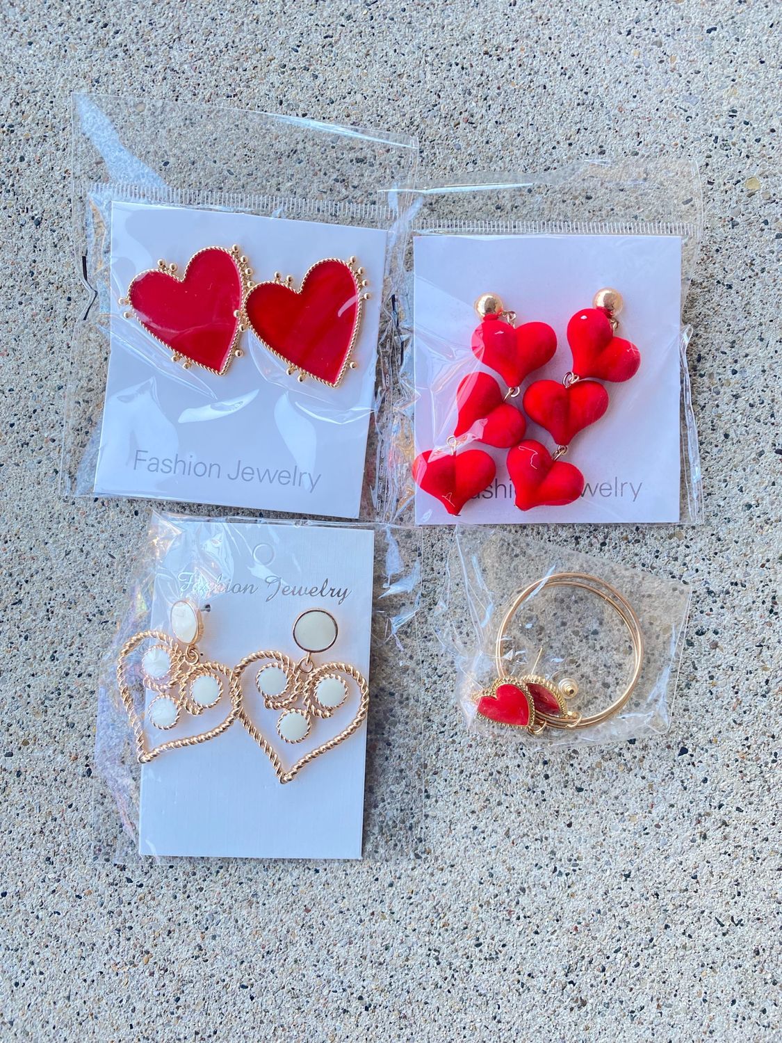 NEW 4 Pairs Heart Earrings