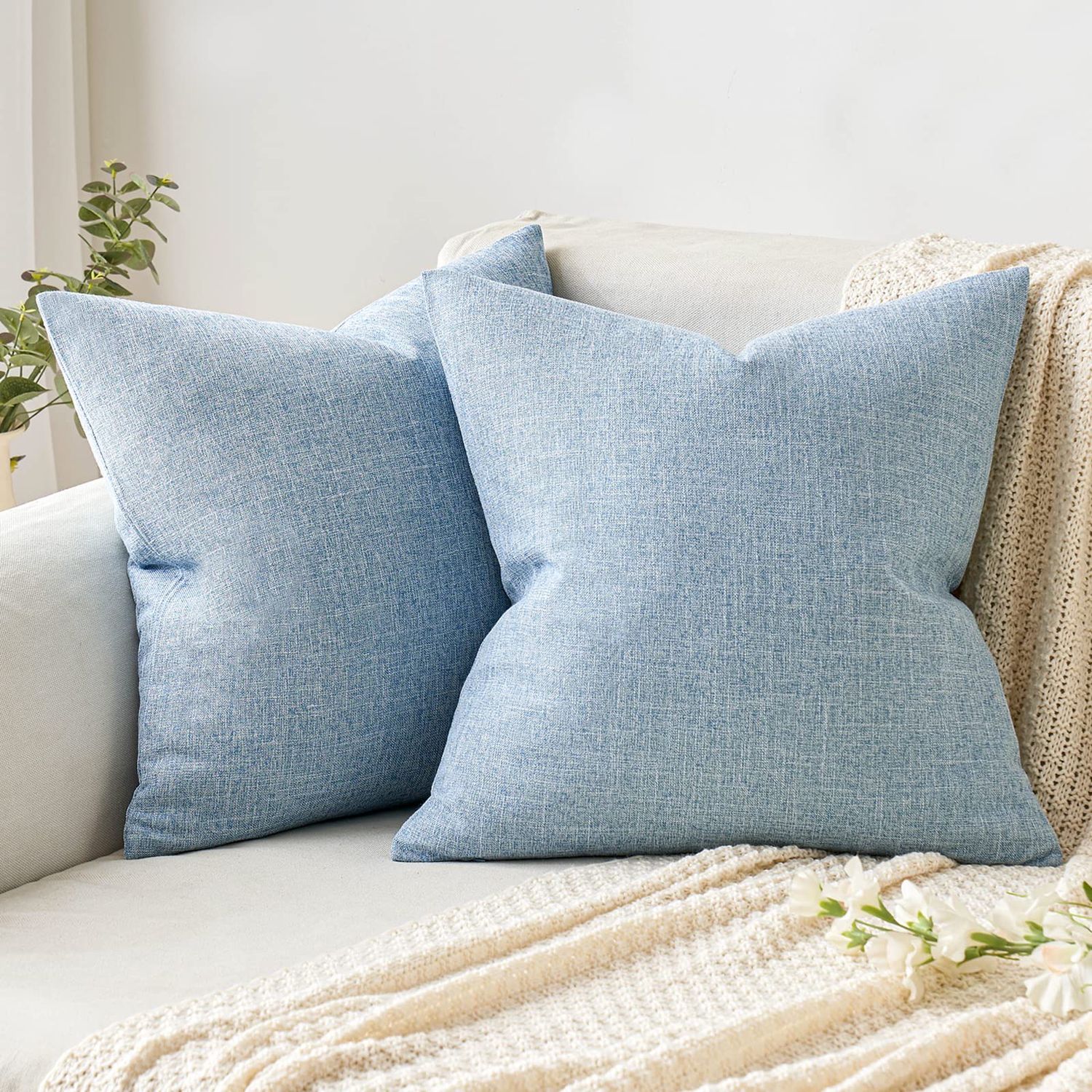 NEW 2pk Burlap Pillow Covers Cases 18x18