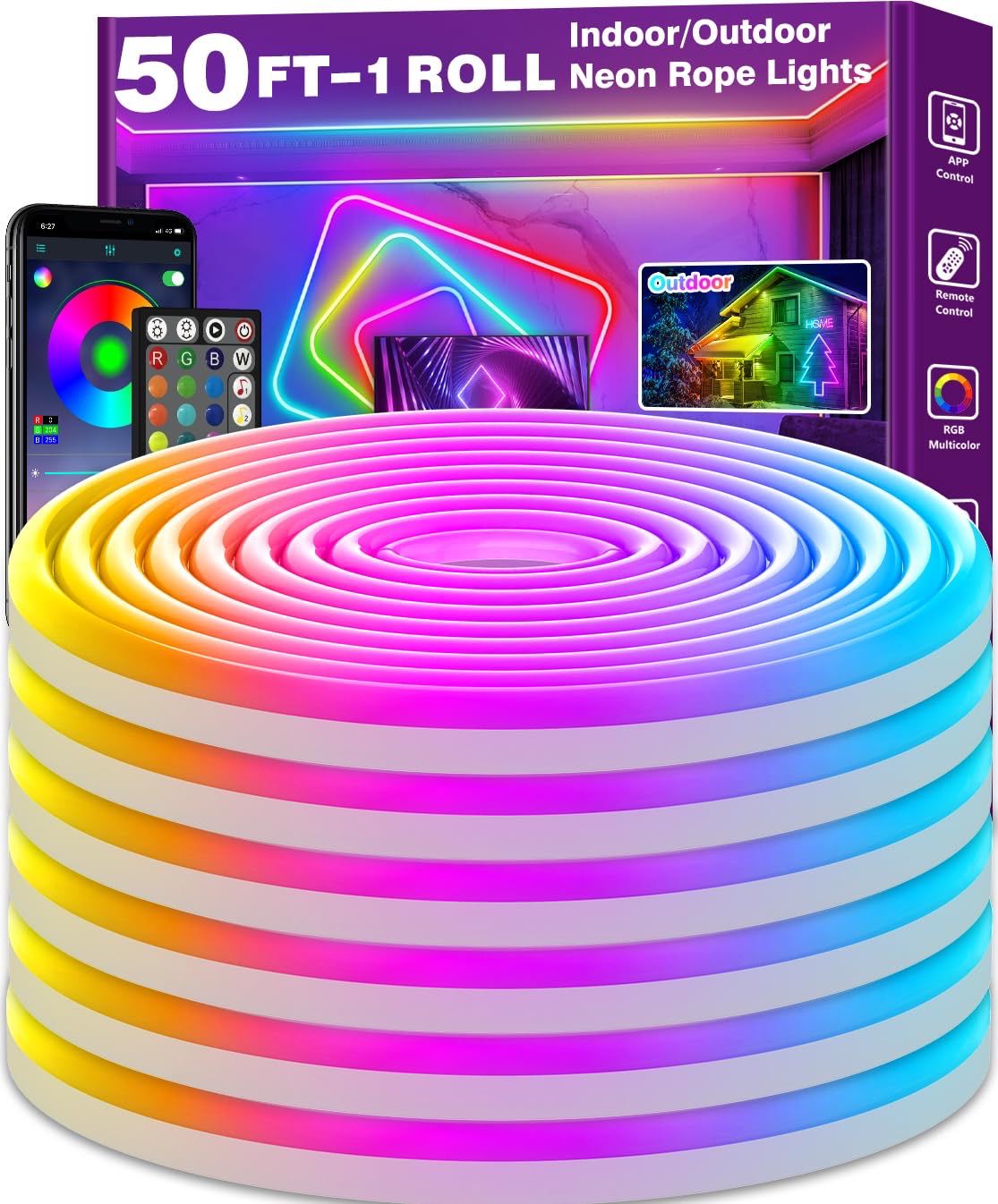 NEW 50FT Led Neon Rope Lights Waterproof