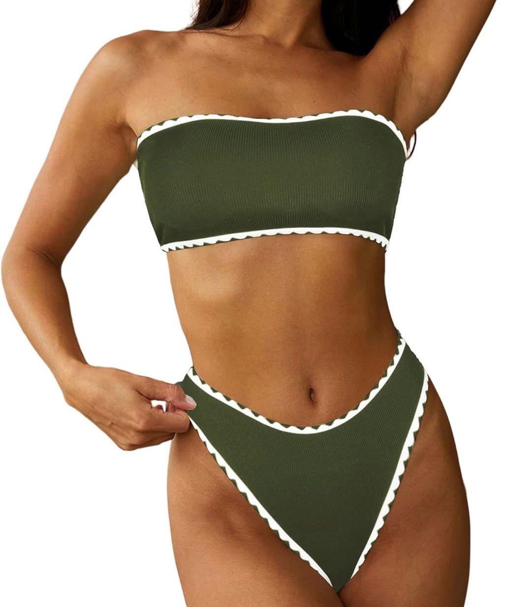 NEW Womens Zaful Wave Bandeau Bikini S