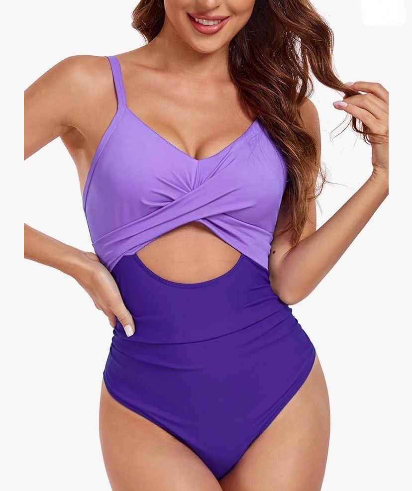 NEW Womens One Piece Swimsuit Purple L