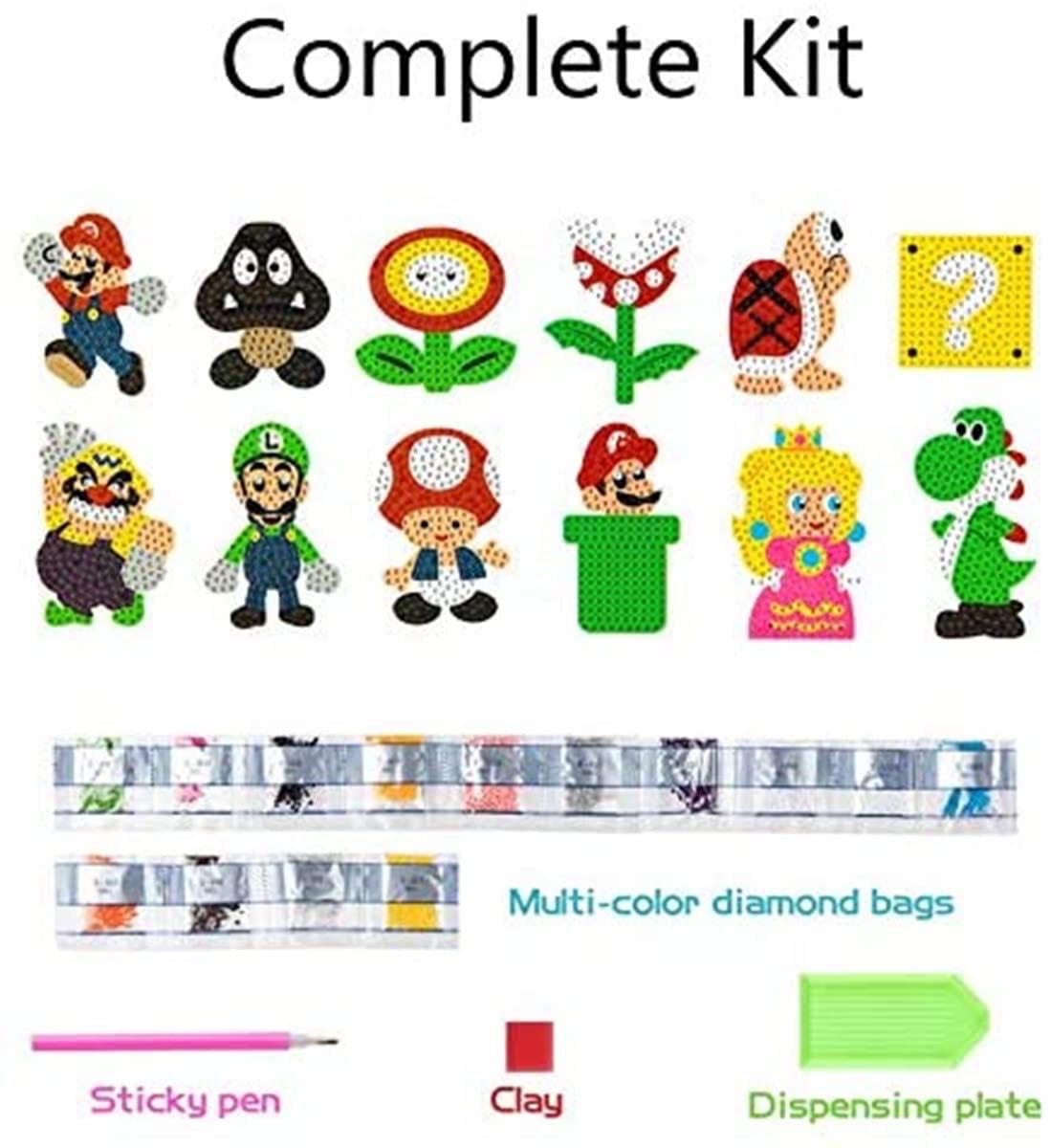 NEW 12pc Super Mario Diamond Art Kit