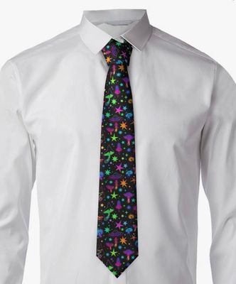 NEW Mens Glow in the Dark “Space Mushrooms” Tie