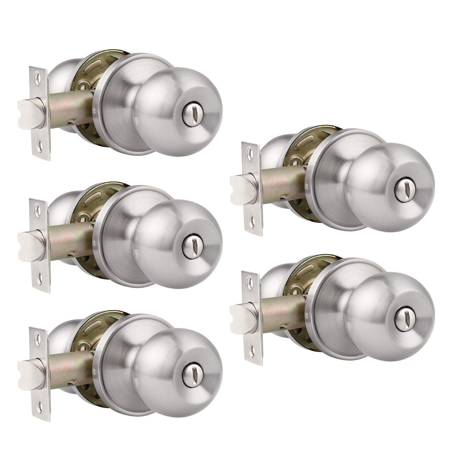 NEW 5 Pack Privacy Bedroom / Bathroom Door Knobs