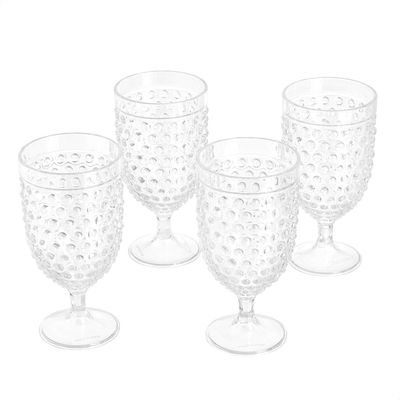 NEW 4 Pack Patio Hobnail Texture Drinking Glasses