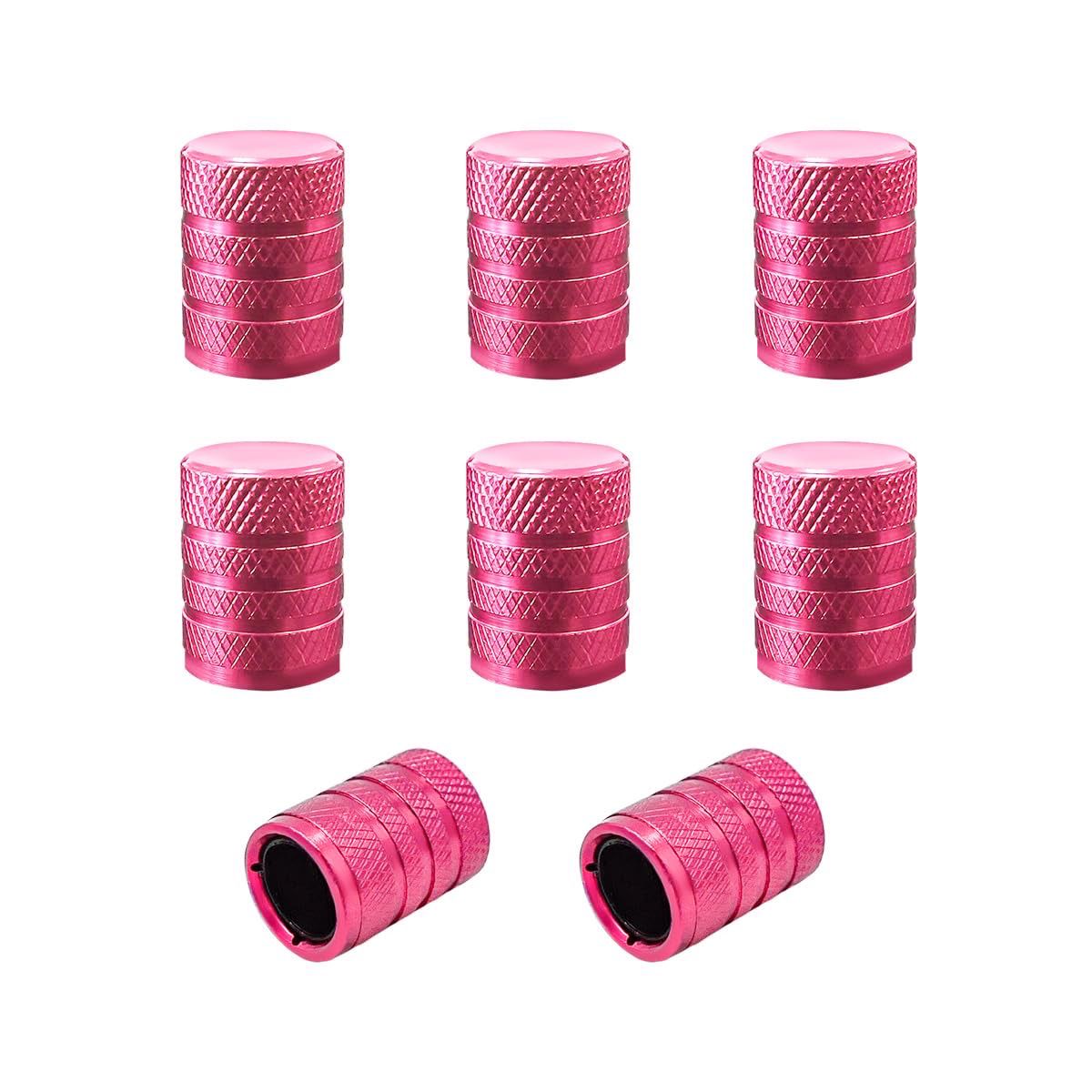 NEW 8 Tire Valve Caps Pink - Aluminum Alloy