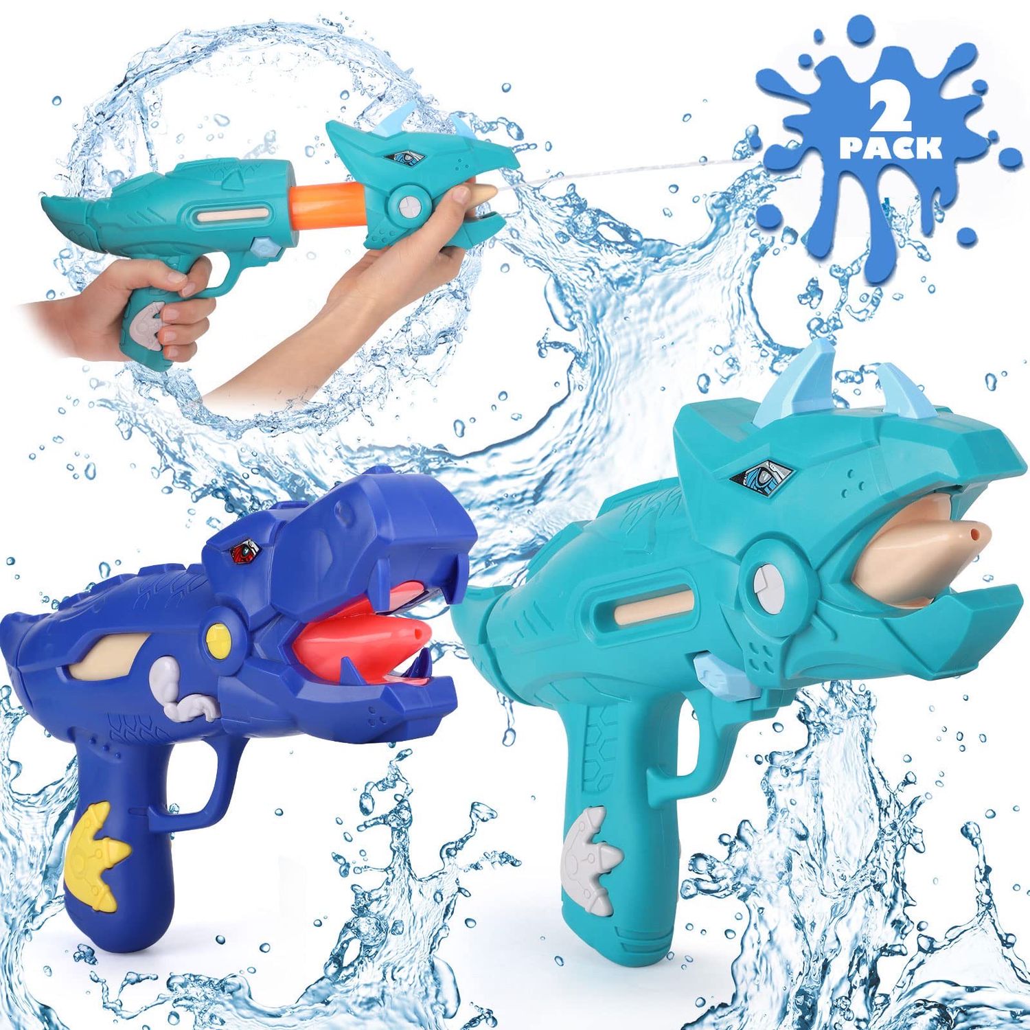 NEW 2 Pack Kids Dinosaur Water Guns
