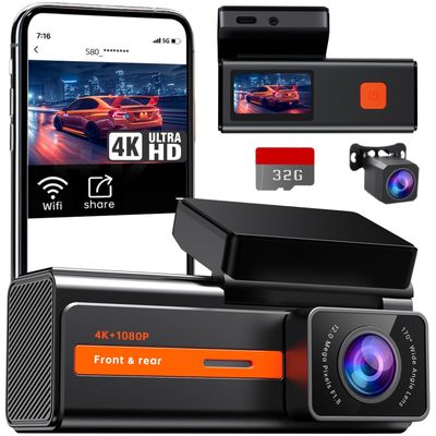 NEW 4K 2 in 1 Dash Camera Front and Rear