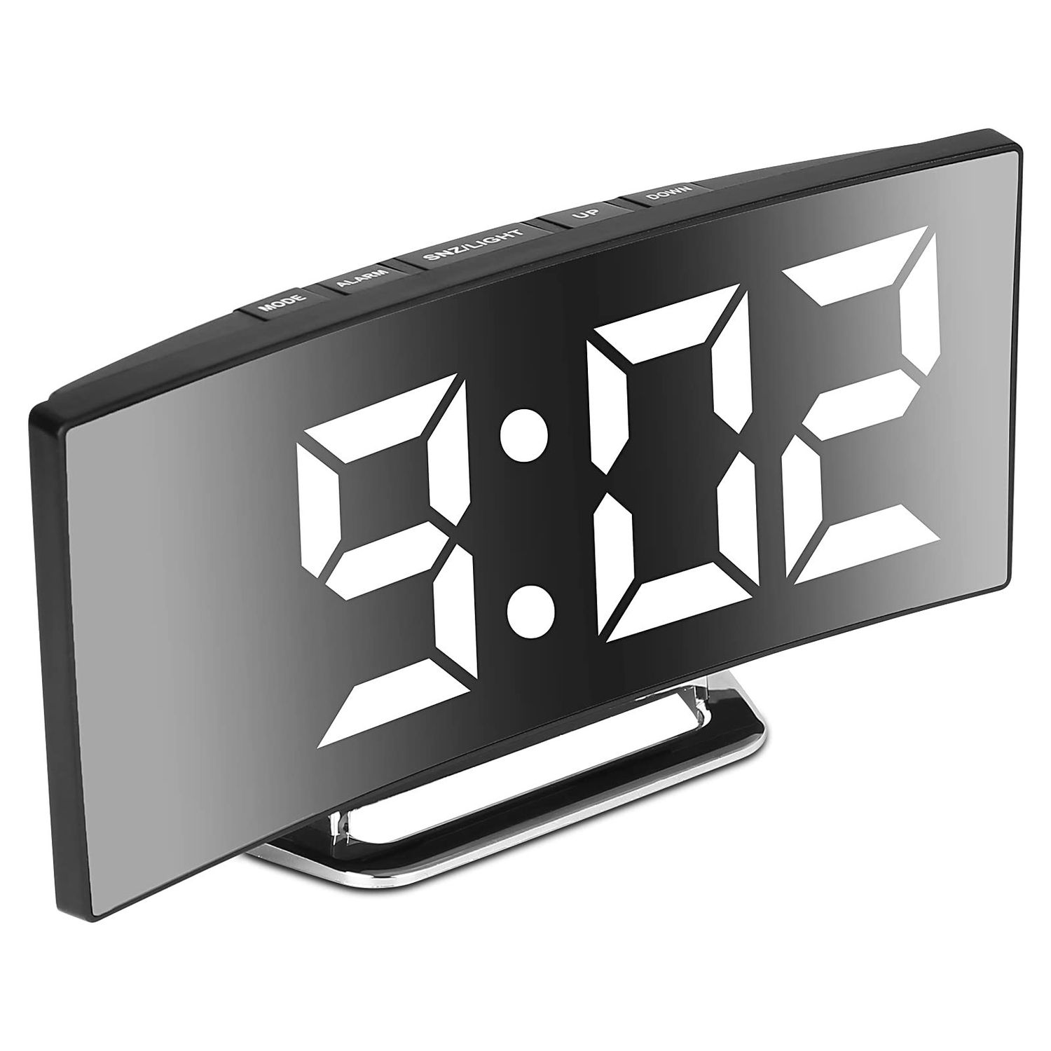 NEW Mirrored Curved Alarm Clock