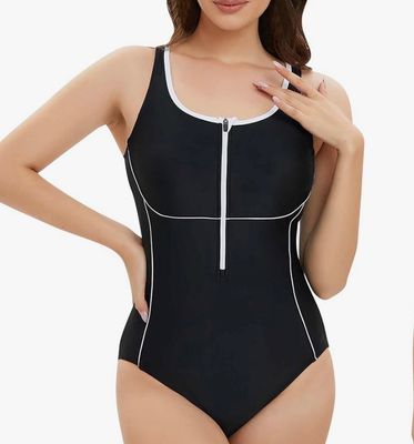 NEW Womens One Piece Athletic Zipper Swimsuit XL