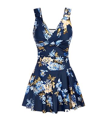 NEW Womens Floral Swimsuit Swim Dress Tankini L