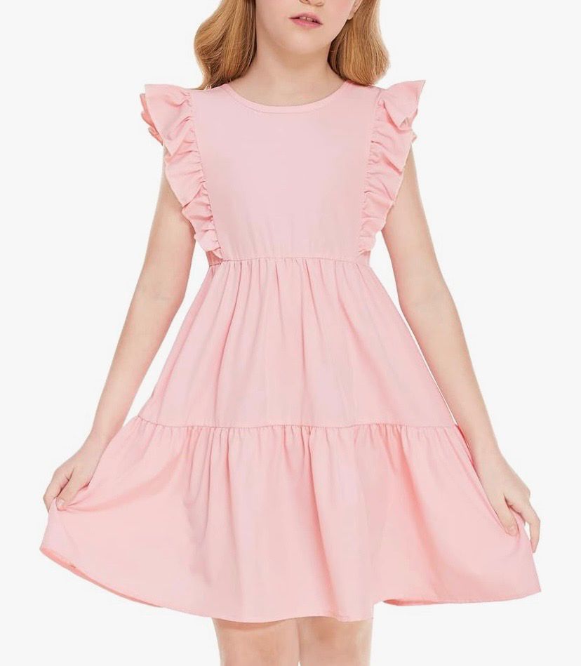 NEW Girls Flutter Sleeve Dress Size 9-10