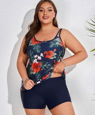 NEW Womens Floral Tankini Swimsuit Set L
