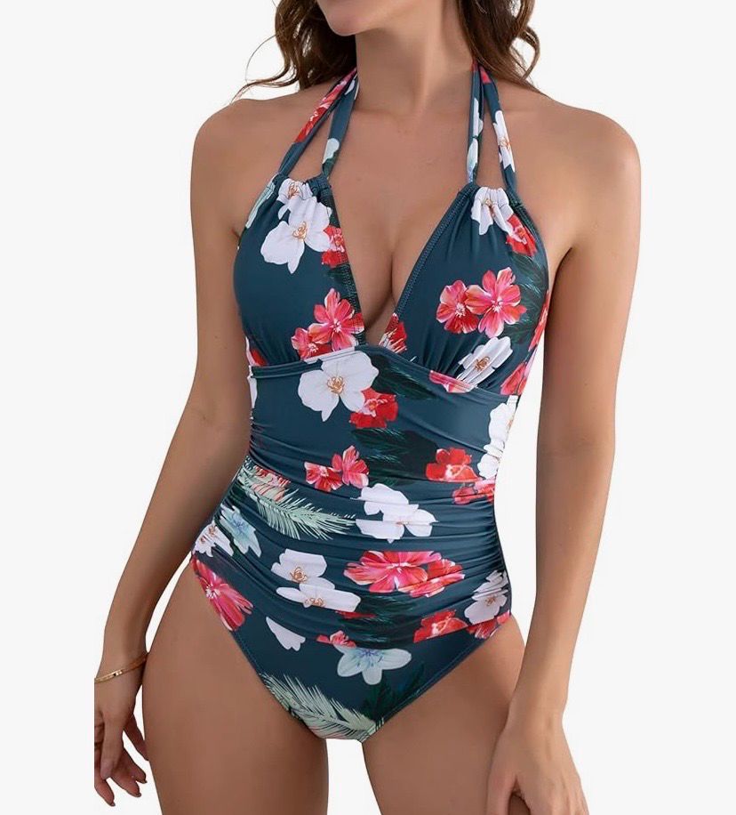 NEW Womens Floral One Piece Swimsuit L