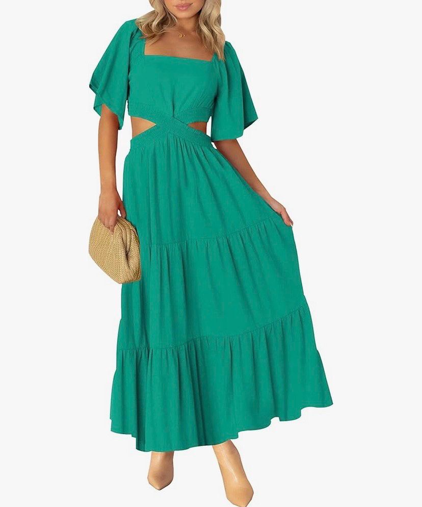 NEW Womens Summer Cutout Crossover Maxi Dress XL