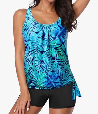 NEW Womens Two Piece Tankini Swimsuit L