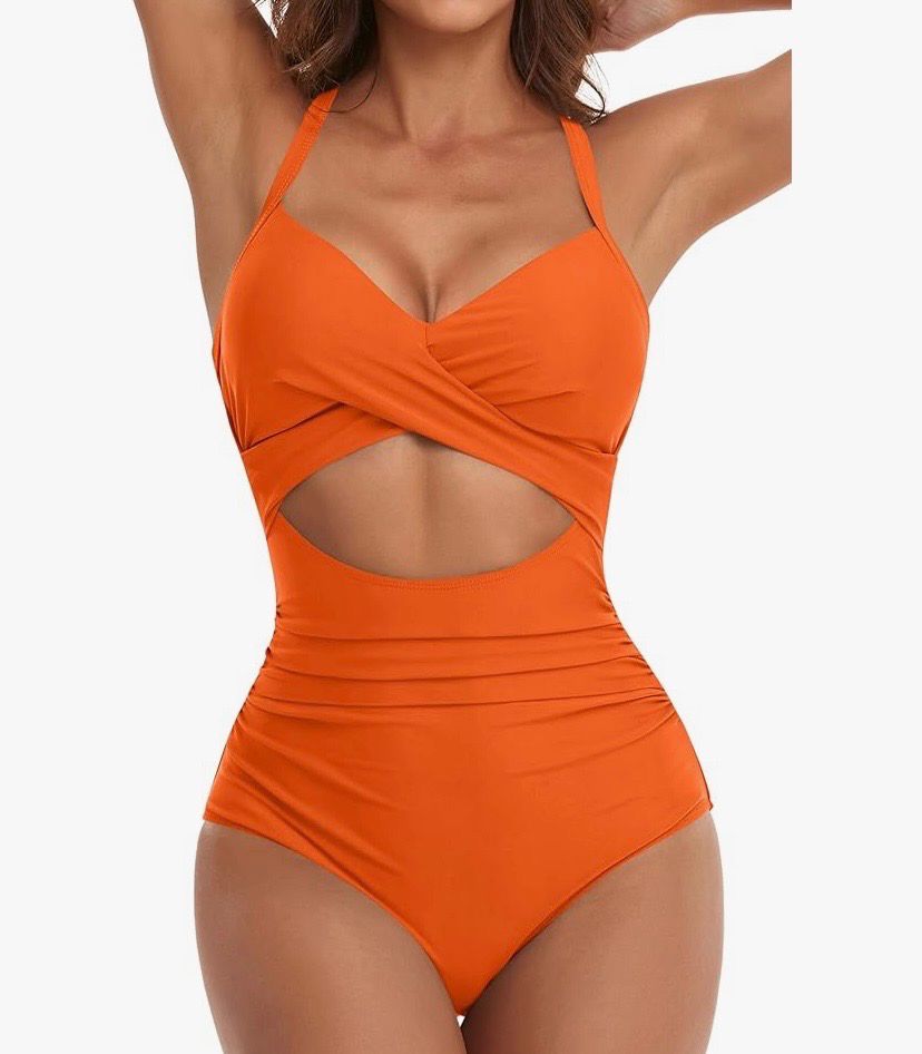 NEW Womens One Piece Cut Out Wrap Swimsuit M