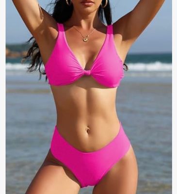 NEW Womens Bright Hot Pink Bikini Swimsuit Set M