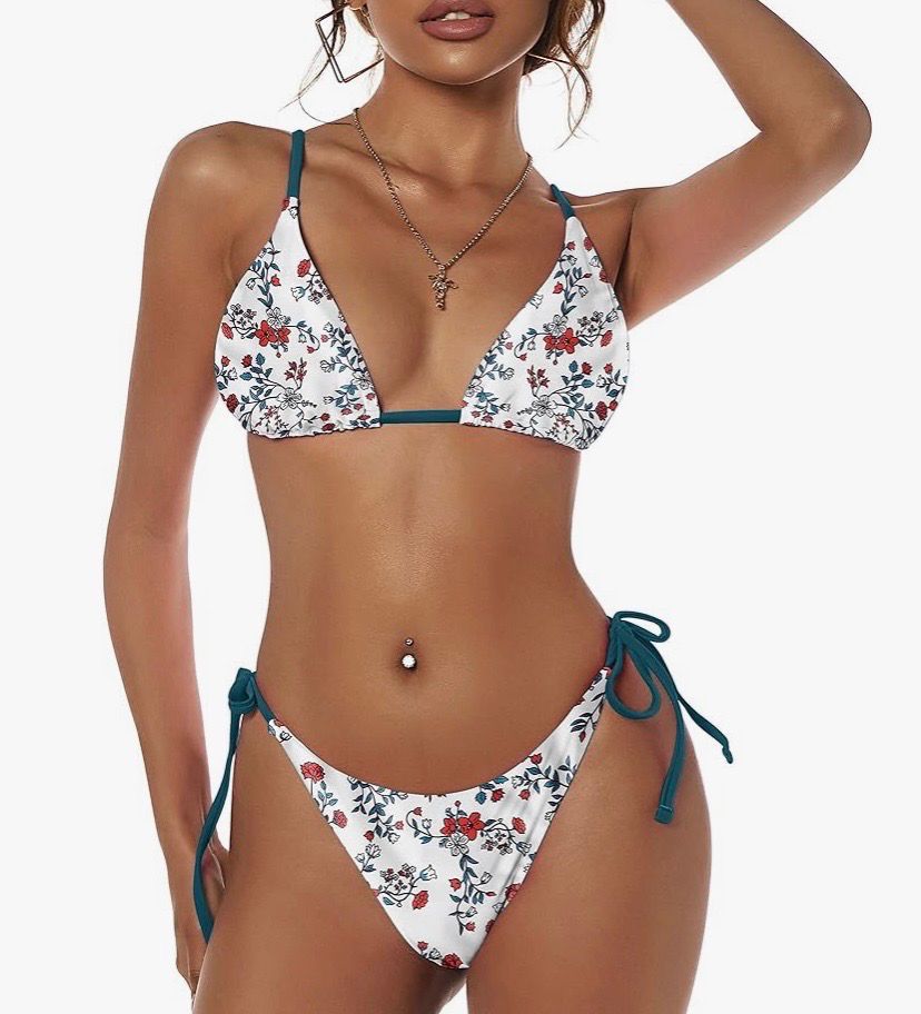 NEW Zaful Womens Floral String Bikini Set L