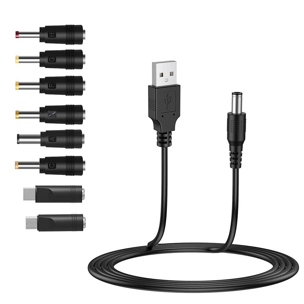 NEW Universal USB to DC 5V Power Cord with Adapters