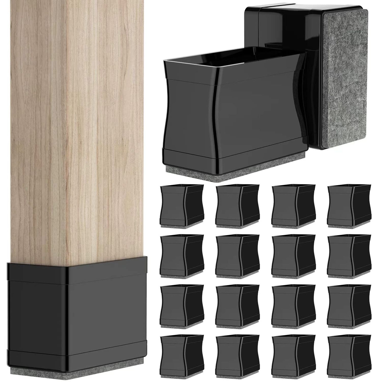 NEW 16 Rectangle Silicone Chair Leg Floor Protectors