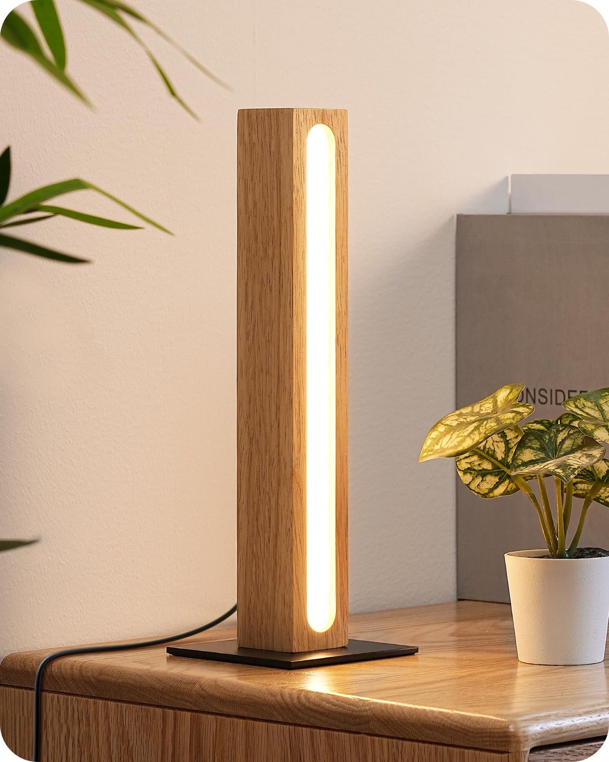 NEW Modern LED Wood Table Lamp