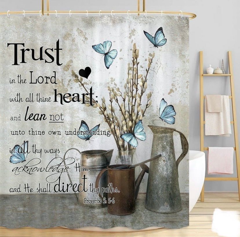 NEW Farmhouse “Trust The Lord” Shower Curtain - READ
