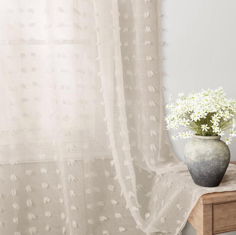 NEW 2 Boho Sheer Curtain Panels