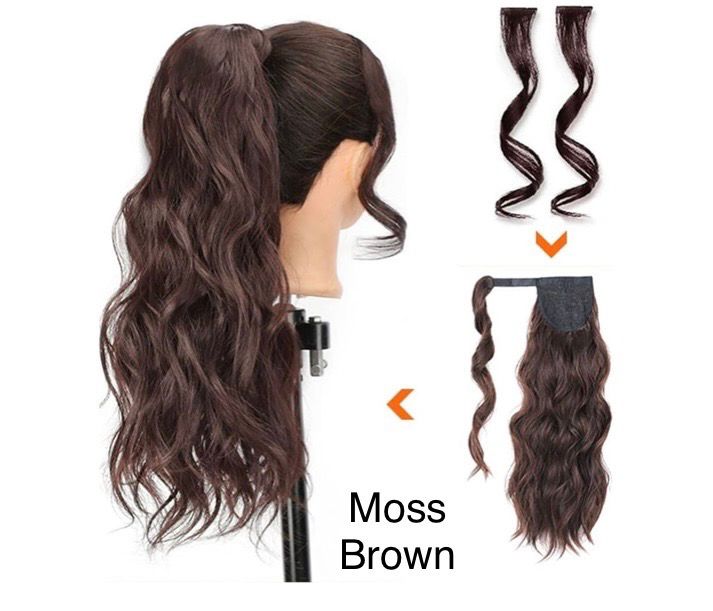 NEW Womens Ponytail Hair Extension 20” Moss Brown