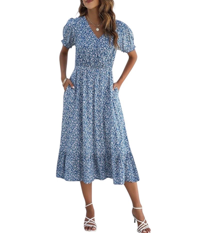 NEW Womens Floral Summer Dress with Pockets S