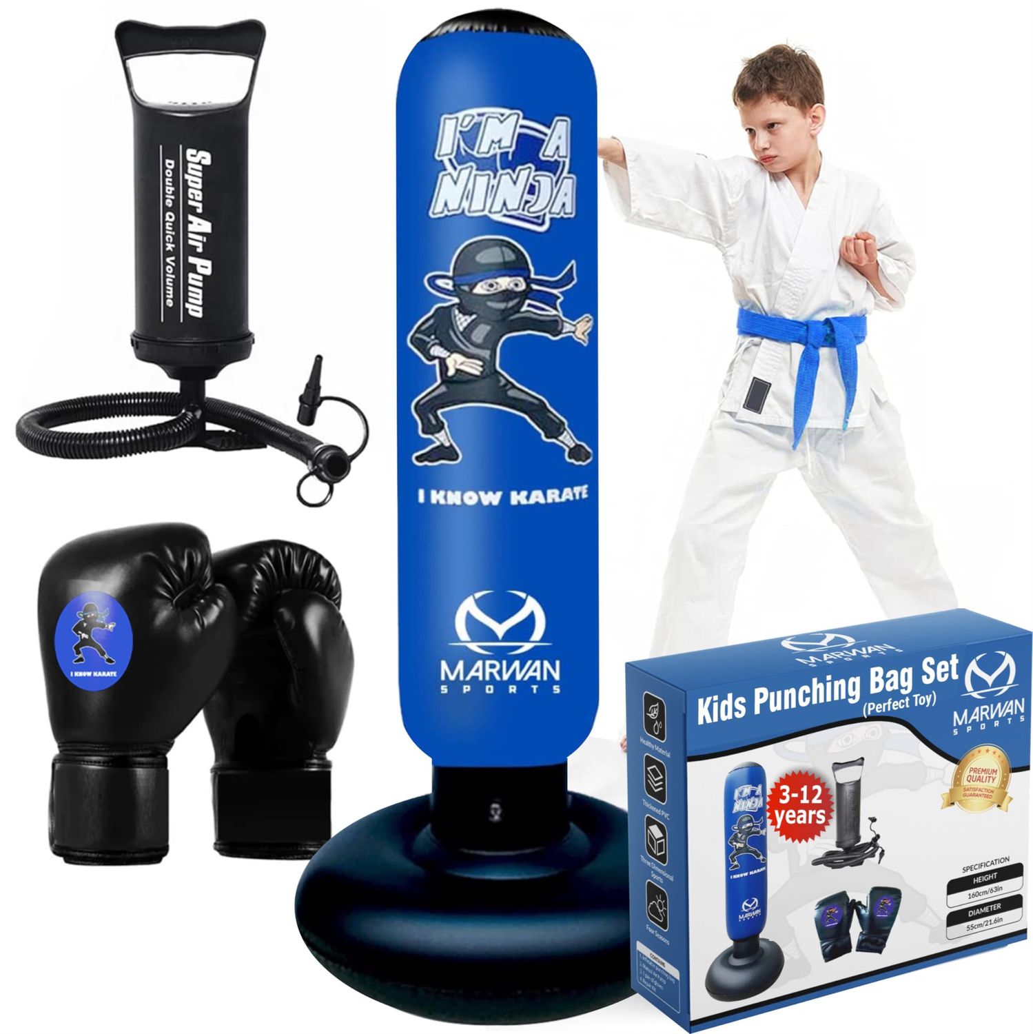 NEW Kids Inflatable Punching Bag Toy with Gloves