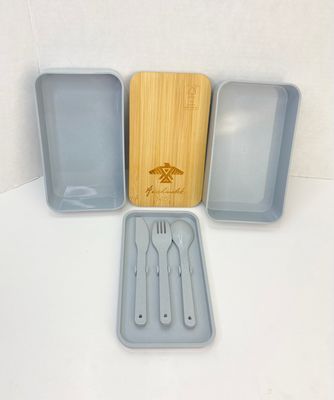 NEW Bento Bamboo Lunch Box with Cutlery