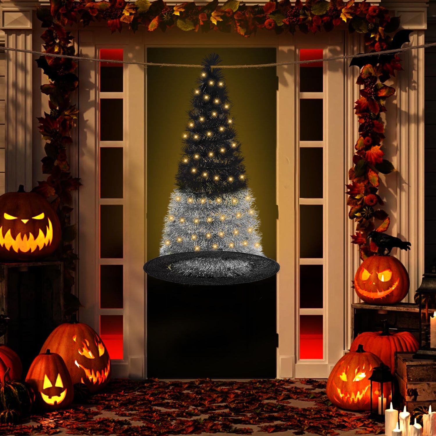 NEW Hanging Halloween Witch Hat Decoration with Lights
