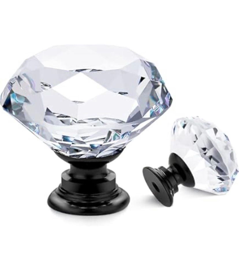 NEW 12pc Glass Crystal Drawer Pulls Knobs