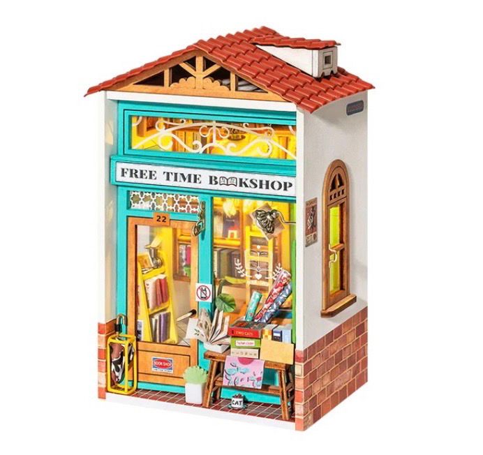 SEALED DIY Free Time Bookshop Miniature Dollhouse