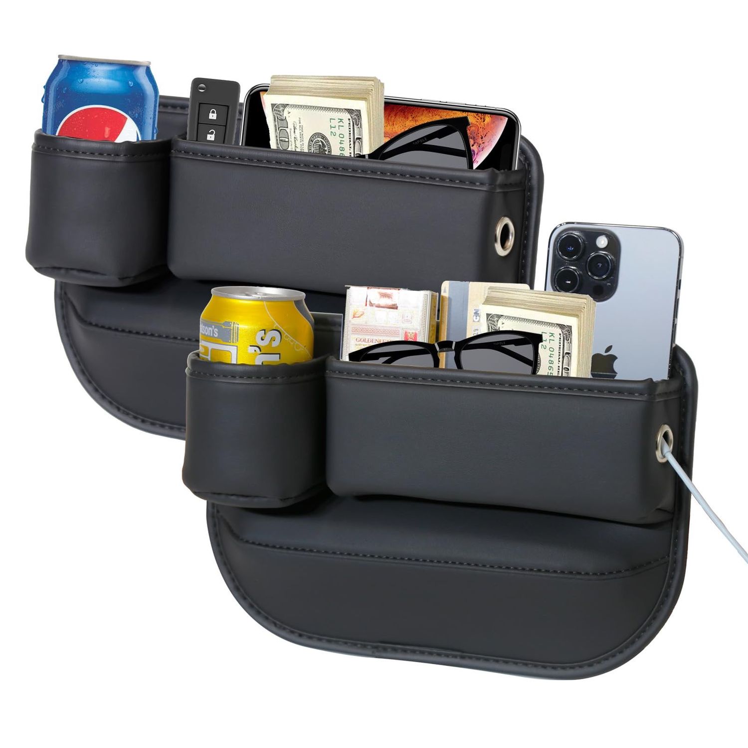 NEW 2 Leather Car Seat Gap Filler Organizers