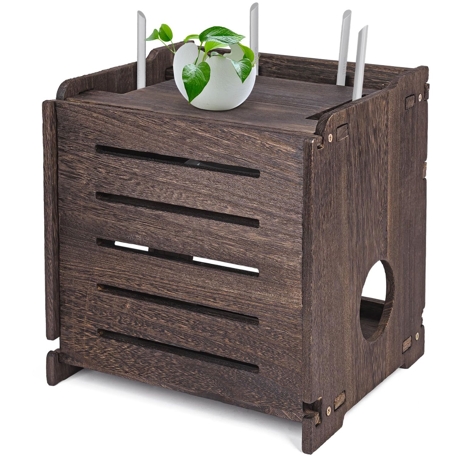 NEW Wooden Router Shelf Wall Mount Storage Box