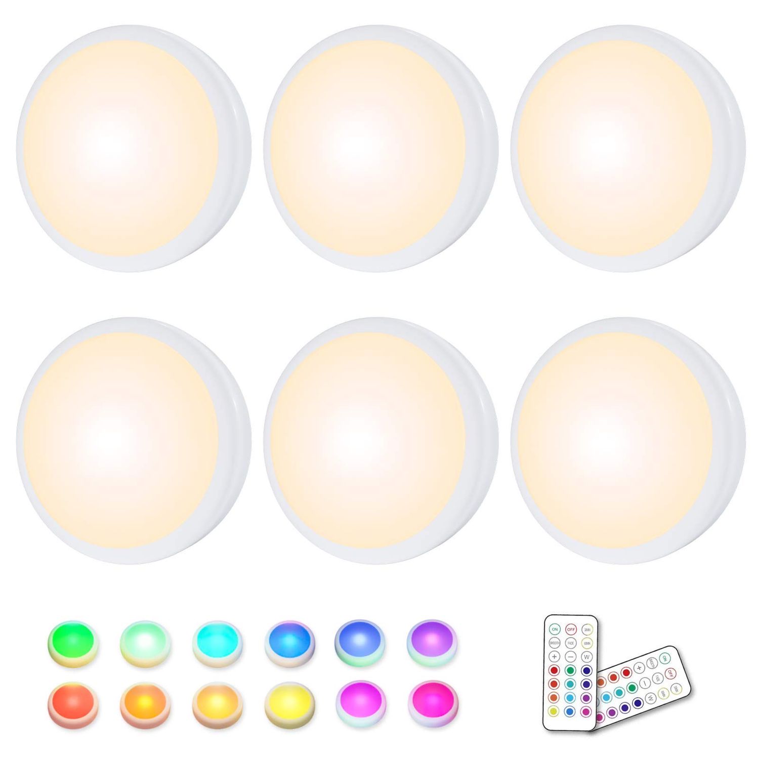 NEW 6pk LED Closet Puck Lights with Remotes