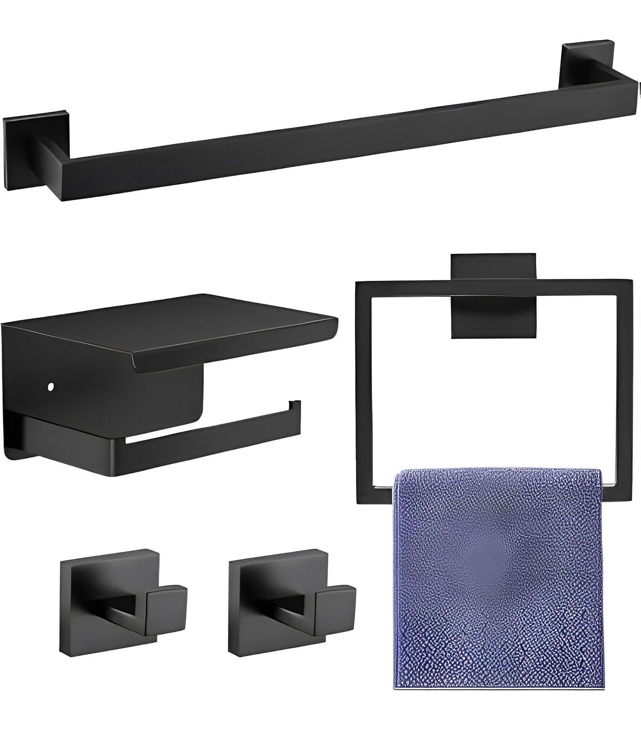 NEW 5 Piece Bathroom Towel &amp; Accessories Set