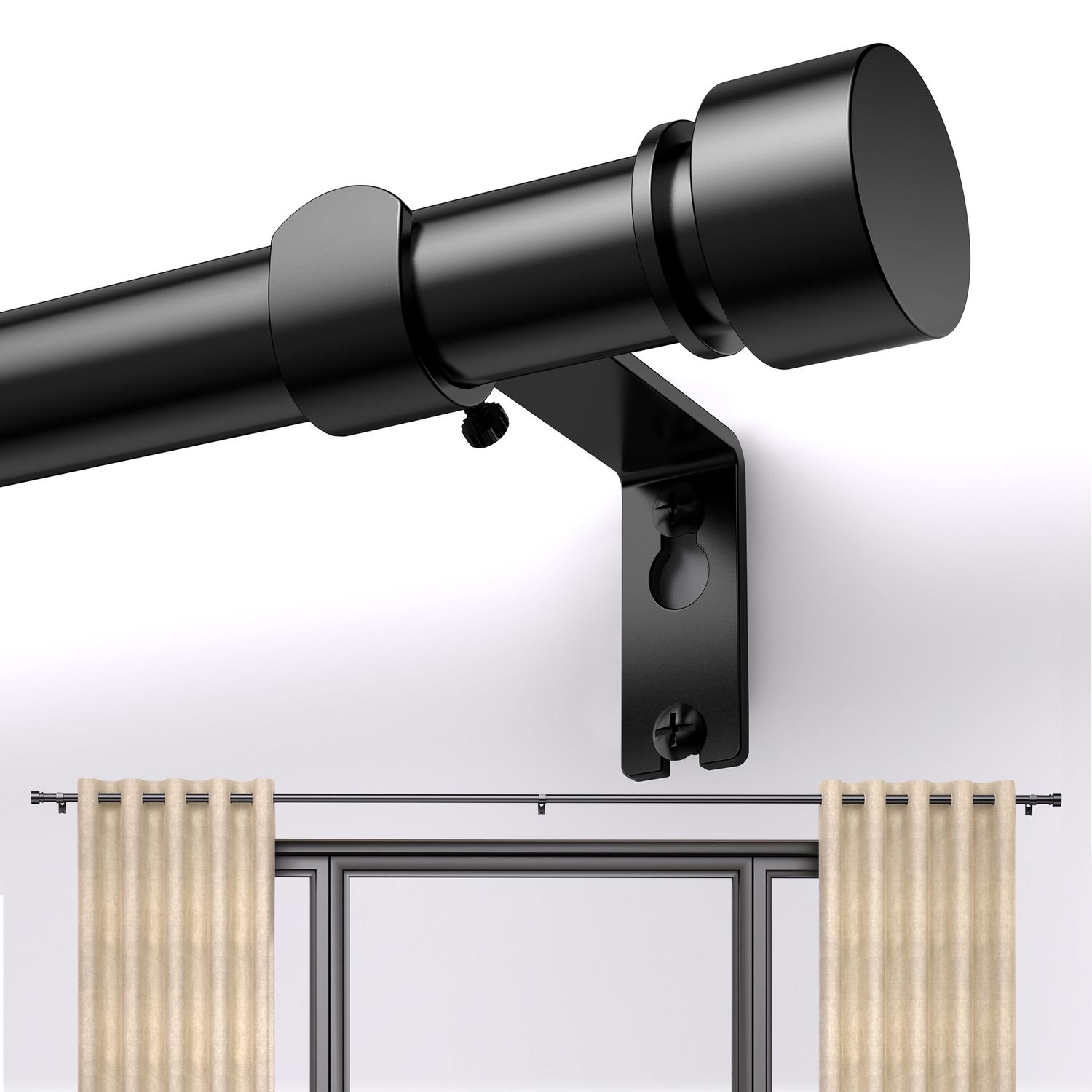 NEW Black Curtain Rod 17” - 152”