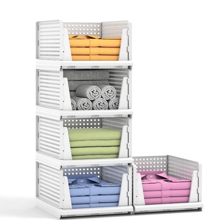 NEW 5pk Stackable / Foldable Storage Organizers